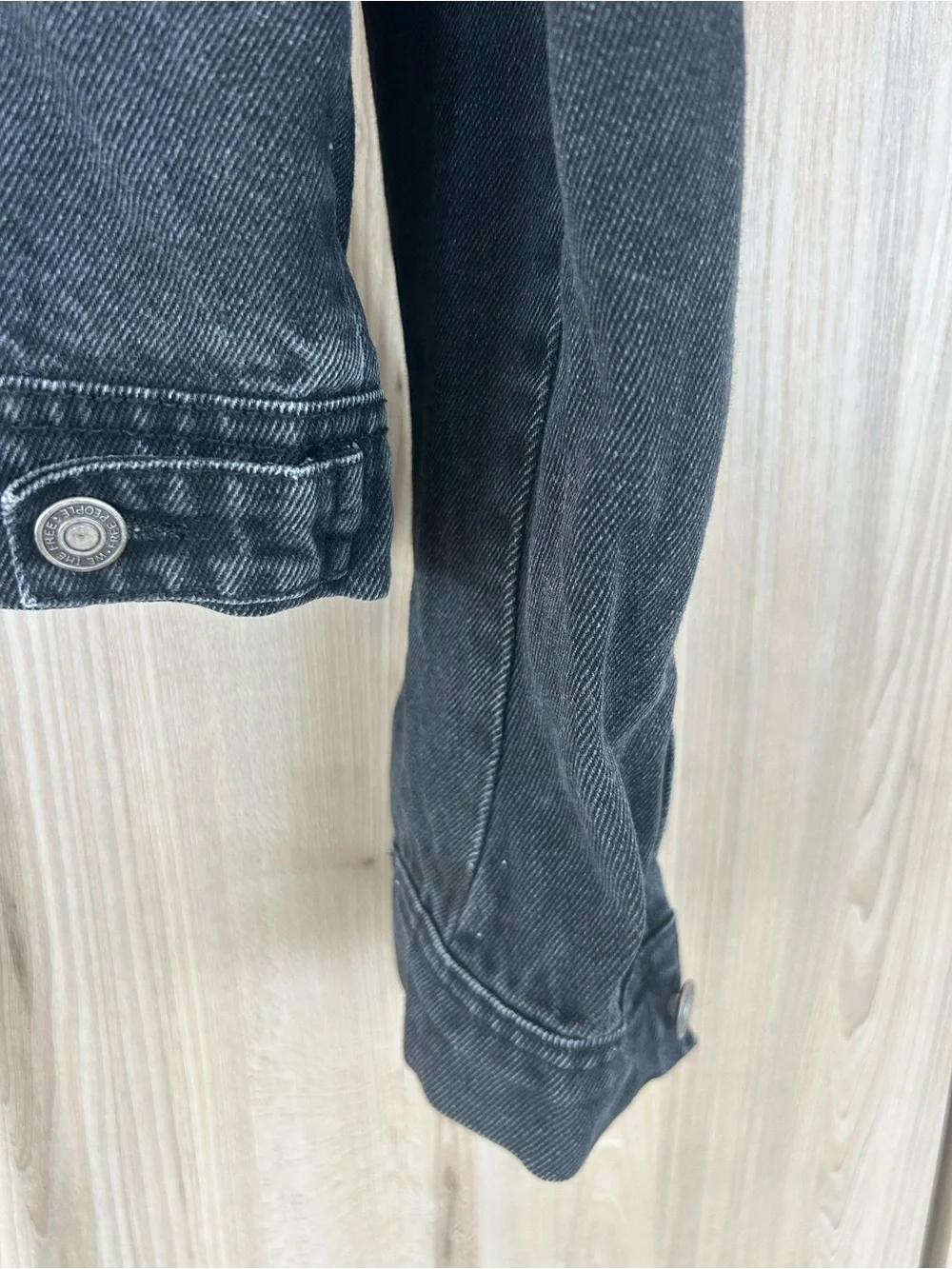 Free People Womens Large Black Denim Trucker Jacket Rumors Y2K